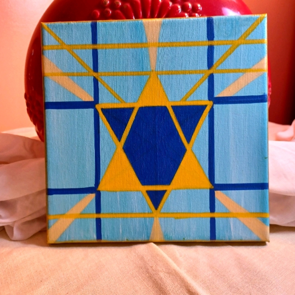 Original healing sacred geometry painting featuring a Star of David